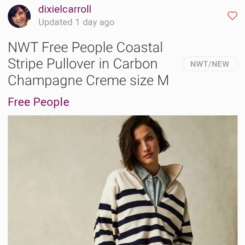 NWT Free People Castal Stripe Pullover In Carbon Champagne Cream Sweater Size M - Picture 10 of 10